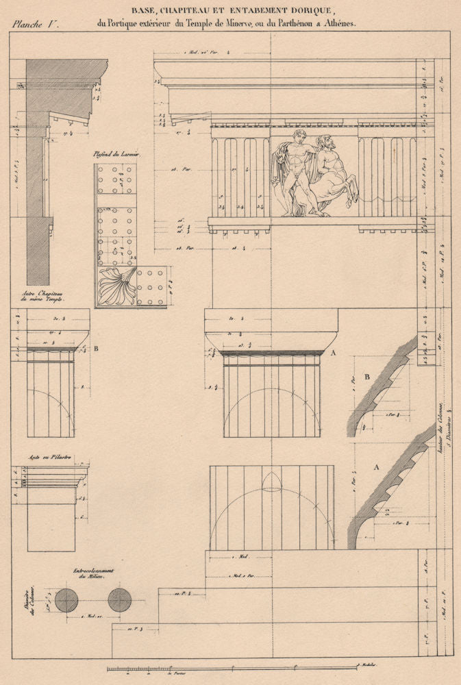 DORIC ARCHITECTURE. Parthenon, Athens. Base, Capital and Entablature 1931